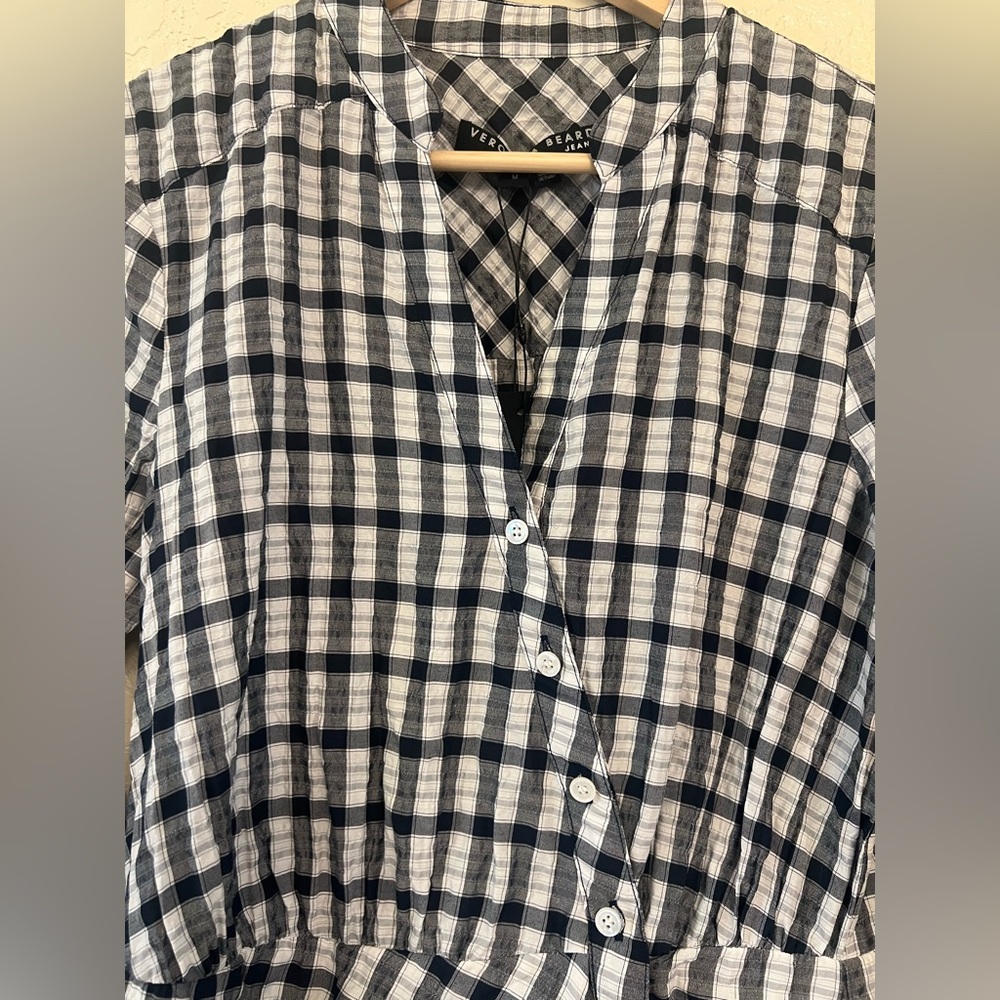 🆕🤍Veronica Beard 🤍Plaid Navy and White Women's Dress. Size M - Picture 7 of 12